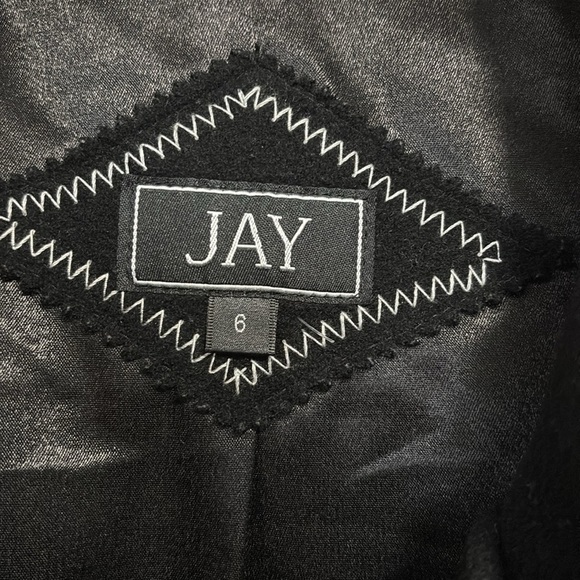 Jay Wool Cashmere Blend Jacket Oversize Ruffled Collar Size 6 Black - Picture 6 of 12